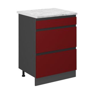 Vicco Mueble Bajo De Cocina R-line, Rojo, 60 Cm Et M&aacute;rmol