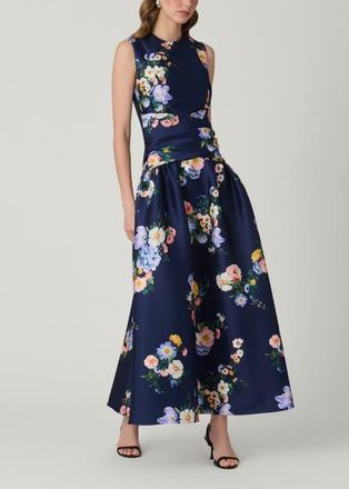 Shoshanna Midnight Marie Tossed Floral Mikado Dress in Navy Multi at Nordstrom, Size 4
