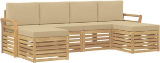vidaXL Conjunto De Sof&aacute;s De Exterior 6 Uds. Y Beige Poli&eacute;ster Vidaxl