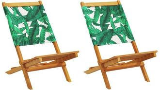 vidaXL Vidaxl - Sillas De Jard&iacute;n 2 Uds Madera Acacia Y Tela Estampado De Hojas