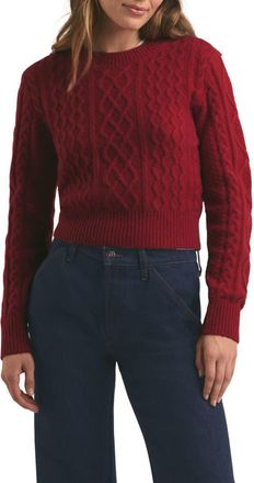 Favorite Daughter Wool & Cashmere Blend Cable Crewneck Sweater in Haute Rouge at Nordstrom, Size X-Large