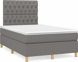 vidaXL Vidaxl - Cama Box Spring Con Colch&oacute;n Y Led Tela Marr&oacute;n Oscuro 120x190 Cm