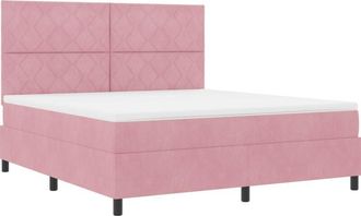 vidaXL Box Spring Bed with Mattress Pink 180 x 200 cm Velvet vidaXL