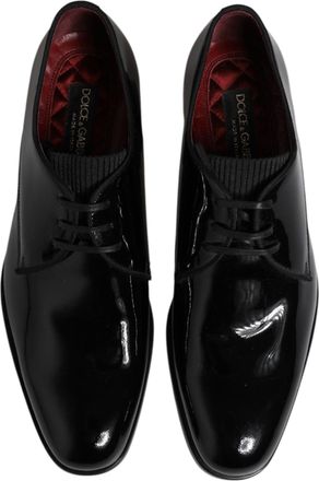 Dolce & Gabbana Black Leather Lace Up Men Derby Formal Shoes Calfskin