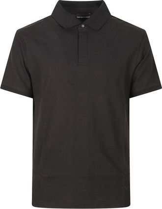 Emporio Armani Textured Polo Shirt - Heren - Polos - Zwart - M - Katoen - Tops
