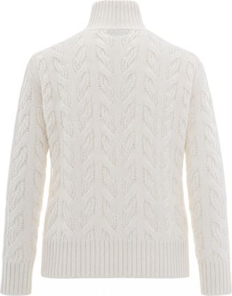 Max Mara Cable-Knit Half-Zip Sweater - White