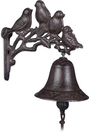 OEM Timbre De Hierro Fundido Con Motivos De P&aacute;jaros, Estilo Antiguo Y R&uacute;stico Timbre De Pared Decoraci&oacute;n, Marr&oacute;n