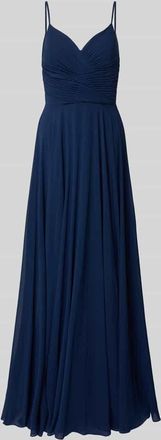 Mascara Abendkleid mit Drapierungen und V-Ausschnitt in Marine, Gr&ouml;&szlig;e 34