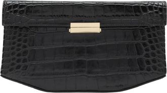 Toteme Clip Croco-Embossed Shoulder Bag - female - Tot&ecirc;Me - Clutches - Black - ONE SIZE - Bags