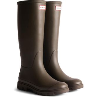 Hunter Downpour Tall Boot Rubber Mens Chocolate Brown Wellington Boots - Size UK 10