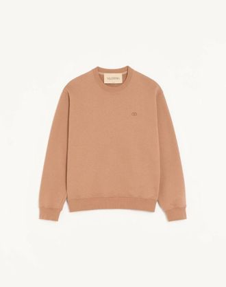 Valentino Felpa Valentino in cotone con ricamo VLogo Uomo BEIGE XXL