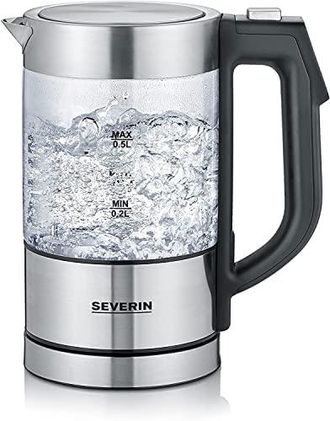 Severin Wk 3458 Tetera El&eacute;ctrica 0,5 L 1100 W Negro, Transparente