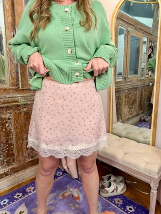 Wishlist Blushing Petals Lace Trim Skorts In Ditsy Floral Prints