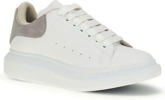 Alexander McQueen Mens White Calf Leather Bos Taurus Chunky Sneakers