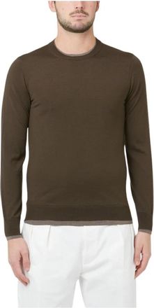 Paolo Pecora Maglia girocollo - Heren - Ronde hals truien - Bruin - M - Wol - Truien & Vesten