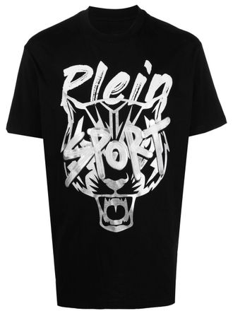 Plein Sport tiger-head short-sleeve T-shirt - men - Cotton/Polyester/Polyurethane/Spandex/Elastane - S - Black