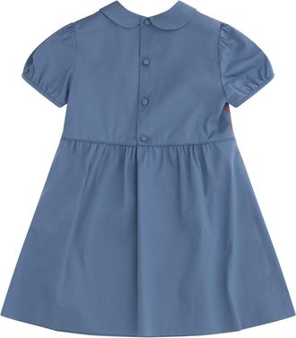 Gucci Stretch Cotton Poplin Dress For Girl Metal Blue-Mix Cotton; Elastane Blue/mix