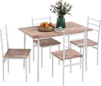 HOMCOM Homcom - Conjunto De Comedor 5 Piezas Juego De 1 Mesa Y 4 Sillas Con Pies Acero Para Cocina Restaurante 110x70x75 Cm