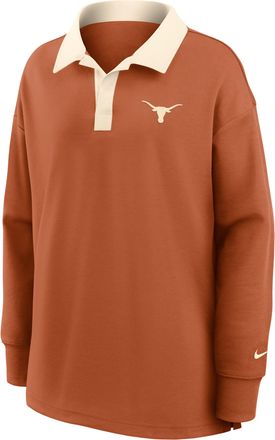 Nike Texas Academic Nike Womens Dri-FIT Oversized Long-Sleeve Polo in Orange | 050E0F1CTXE-QG3