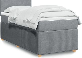 vidaXL Cama Box Spring Con Colch&oacute;n Tela Gris Claro 90x190 Cm Vidaxl