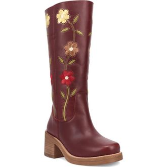 Dingo Bloom Embroidered Boot in Merlot at Nordstrom, Size 9.5