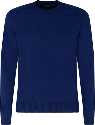 Tom Ford Trui met ronde hals - Heren - Cashmere truien - Blauw - S - Kasjmier - Truien & Vesten