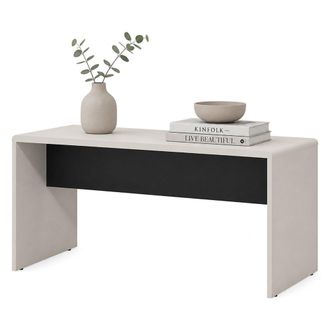 Dmora Mesa De Centro Limatola, Rectangular, Tablero Blanco, Estructura Negra, 90x50x47h Cm Blanco Crema