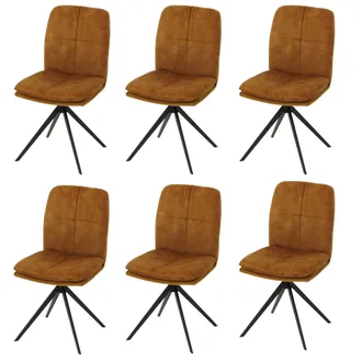 Hhg Set Di 6 Sedie Da Pranzo Hhg 178, Soggiorno Cucina, Poltrona, Seduta Girevole, Metallo Stoffa/tessuto, Giallo