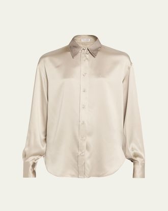 Brunello Cucinelli Silk Satin Button-Down Shirt