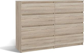 OEM C&oacute;moda Moderna Con 8 Cajones, Roble Sonoma - Grande Y Espaciosa, Ideal Para Un Dormitorio, Sala De Estar O Habitaci&oacute;n Infantil