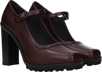 Max Mara Womens Leather Mary Jane Heel Brown