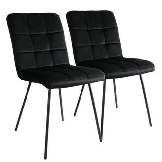 Elama 2 Piece Velvet Tufted Accent Chairs with Metal Legs in Black at Nordstrom