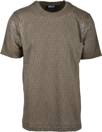 Diesel T-Shirts, male, Green, Size: M Cotton T-shirt