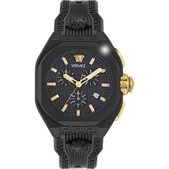 Versace V-Legend Chronograph Synthetic Strap Watch, 44mm in Black at Nordstrom