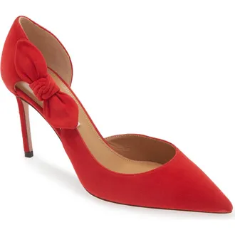 Aquazzura Very Bow Tie Pointed Toe Pump in Lipstick at Nordstrom Rack, Size 37