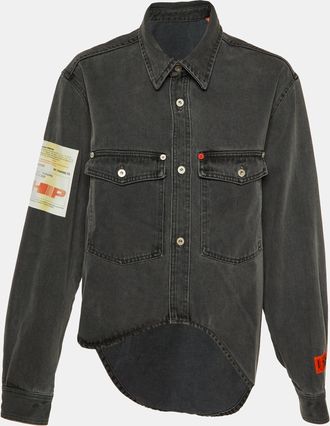Heron Preston Charcoal Grey Denim Oversized High-Low Shirt