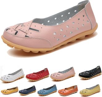 Generic Orthopedic Loafers in Breathable Leather,Soft Sole Orthopedic Shoes, Summer Flats Sandals Slip-On for Women (Pink, Adult, Women, 6, Numeric, UK Footwe