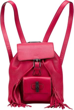 Gucci Pre-owned Leren Rugzak met Tassels - Dames - Vintage Rugzakken - Roze - ONE Size - Leer - Vintage