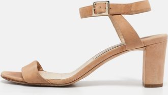 Jimmy Choo London Beige Suede Ankle Strap Sandals