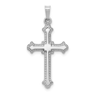 Diamond2Deal 14k White Gold Polished Cross Pendant