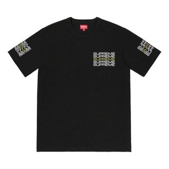 SUPREME SS19 Stack Logo Tee Black logo Round Neck Short Sleeve Unisex SUP-SS19-432