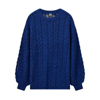 The Garment Artistieke Gezellige Trui - Dames - Ronde hals truien - Blauw - XS - Katoen - Truien & Vesten