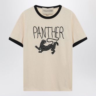 Valentino Butterfarbenes T-Shirt mit Panther-Print