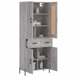 Berkfield Home Highboard Grey Sonoma 69.5x34x180 cm Engineered Wood