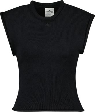 Courr&egrave;ges Zwarte Katoenen Tanktop - Dames - Tops zonder mouwen - Zwart - L - Katoen - Tops