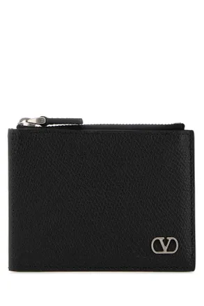 Valentino Garavani Calf Leather Coin Purse - Black