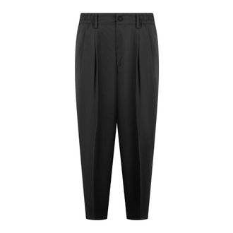 low brand Broeken, Heren, Zwart, W40, Virgin Wool Carrot Fit Pantalon