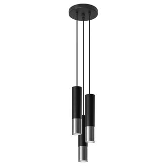 Sollux Lighting L&aacute;mpara de techo cromo negro acero alt. 90 cm