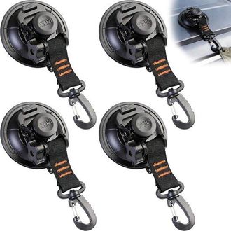OEM 4 Anclajes De Ventosa De Alta Resistencia Con Ganchos - Desmontables - Adecuados Para Lonas De Camping, Toldos De Coche Y Para Asegurar Objetos