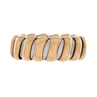 Bulgari Tubogas Band Ring 18K Yellow Gold and Stainless Steel Wide